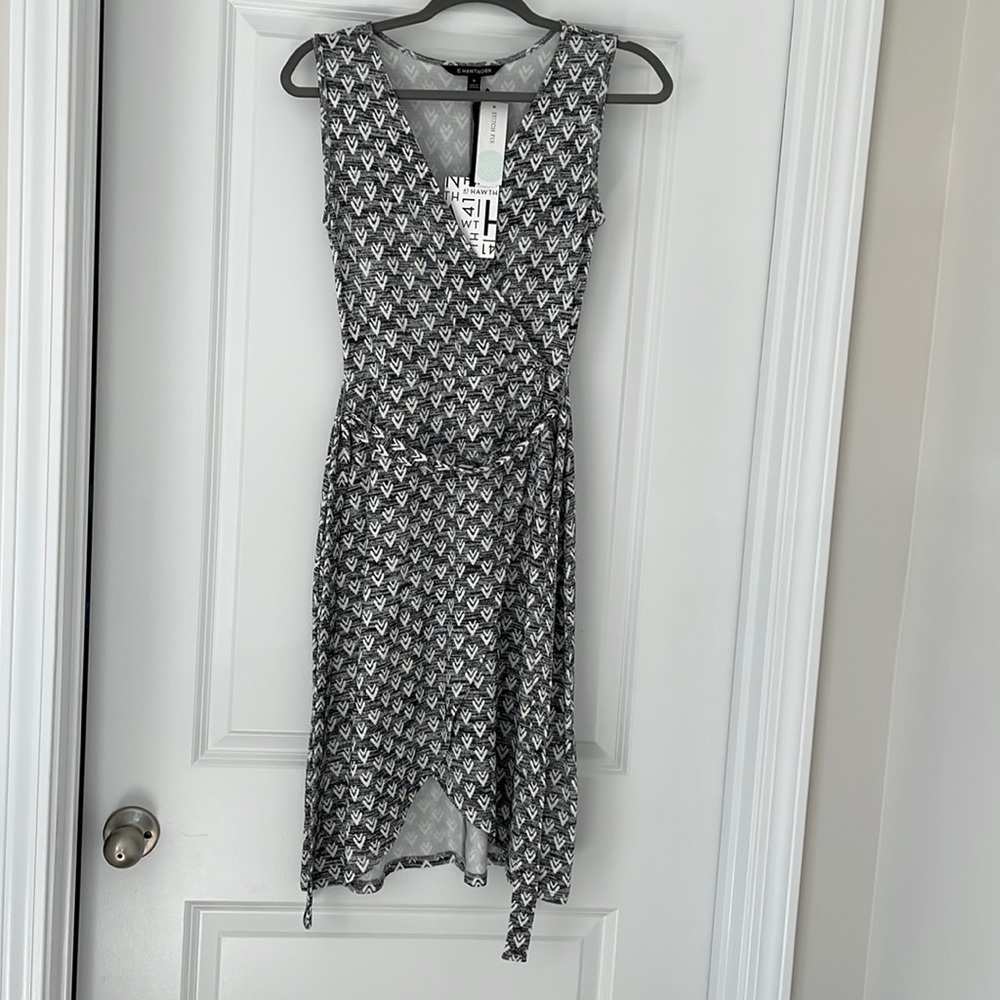 Hawthorn dress from Stitch Fix. Gray and white
